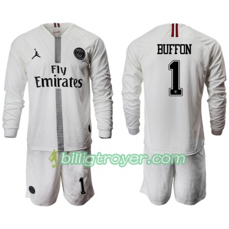 Billige Fotballdrakter Paris Saint-Germain BUFFON 1 Jodan Hvit Barn Tredjedraktsett 2018/19 Langermet